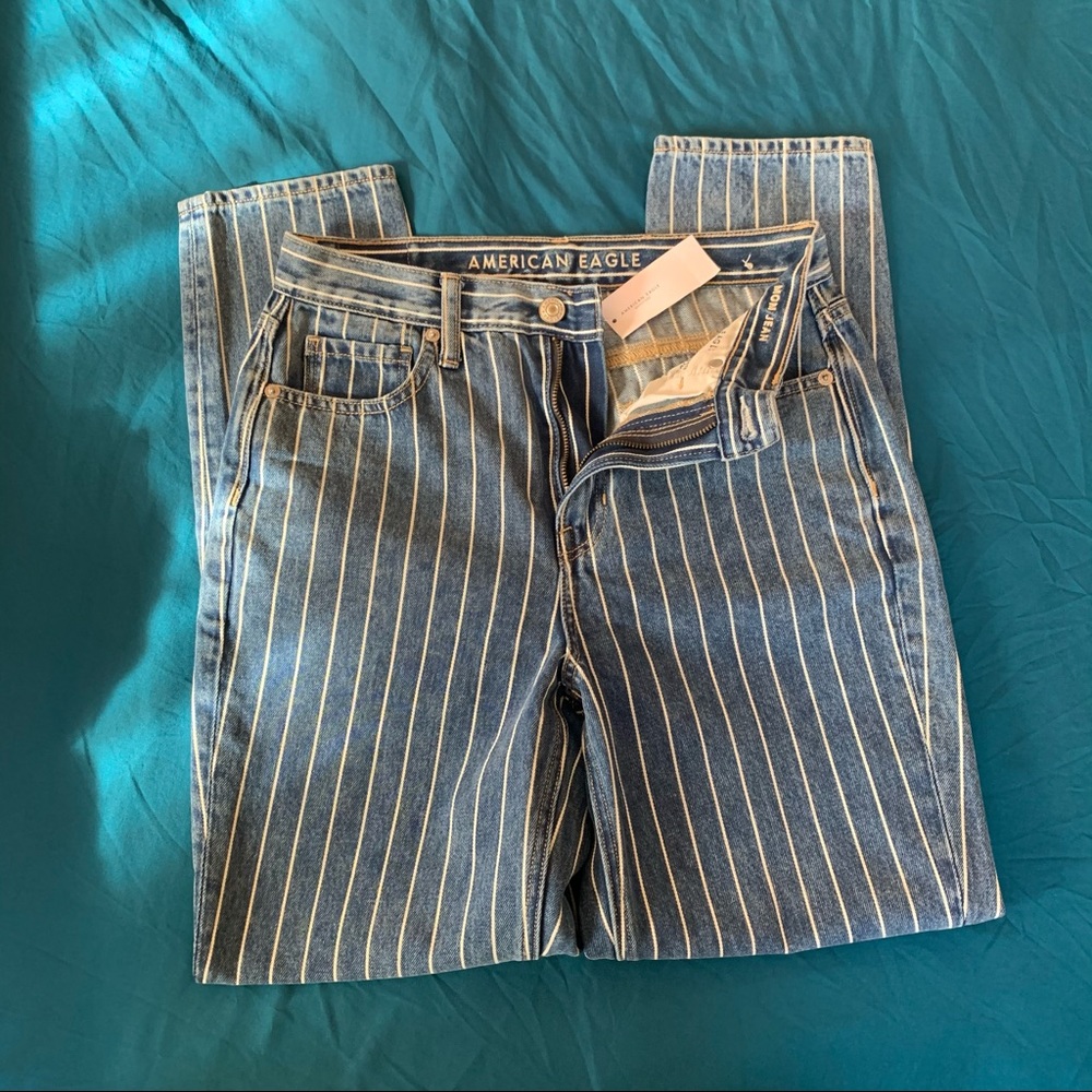 ae striped mom jeans